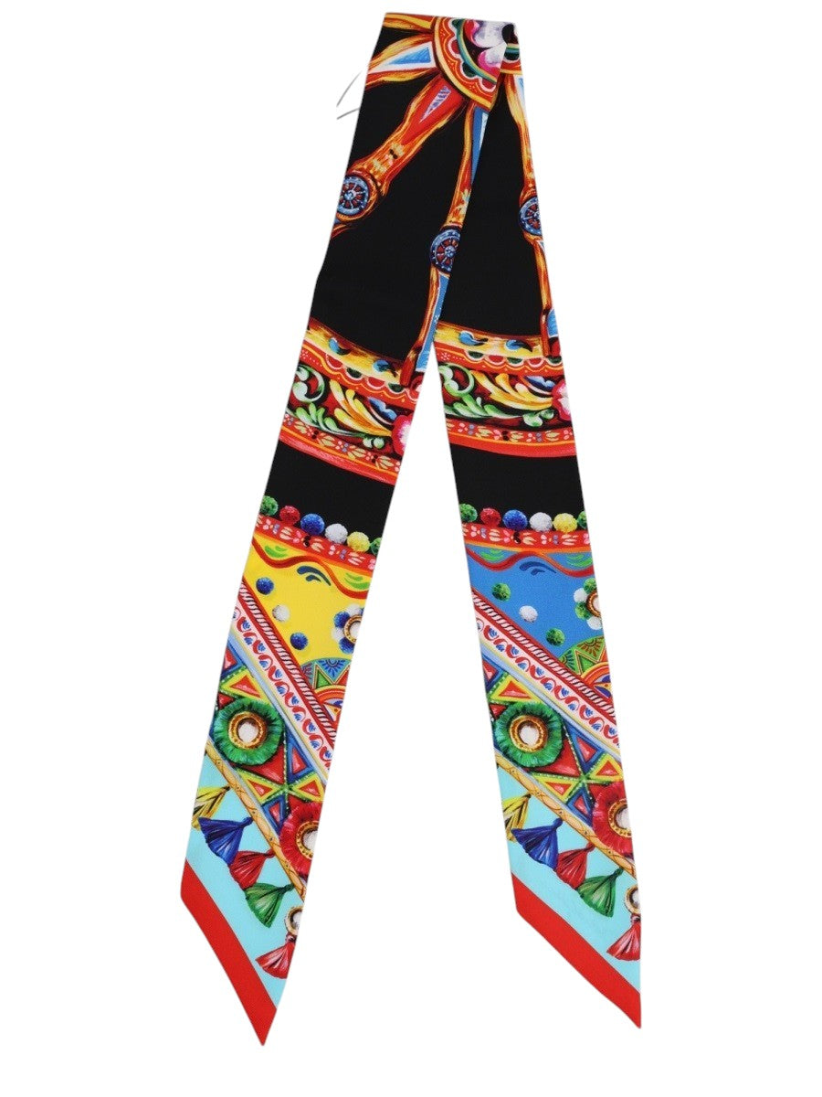 Dolce & Gabbana - Carretto Print Silk Twilly Scarf - Multicolor dolce-and-gabbana-carretto-print-silk-twilly-scarf-multicolor-back-jpg