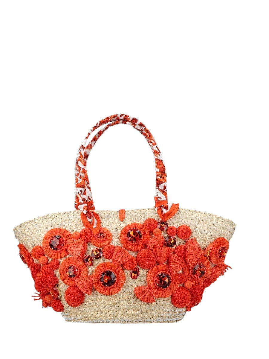 Dolce & Gabbana - Coffa “Capri” con ricamo - Naturale/Arancione dolce-gabbana-coffa-capri-ricamo-naturale-arancione-front-jpg