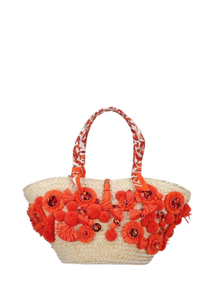 Dolce & Gabbana - Coffa “Capri” con ricamo - Naturale/Arancione dolce-gabbana-coffa-capri-ricamo-naturale-arancione-front-jpg