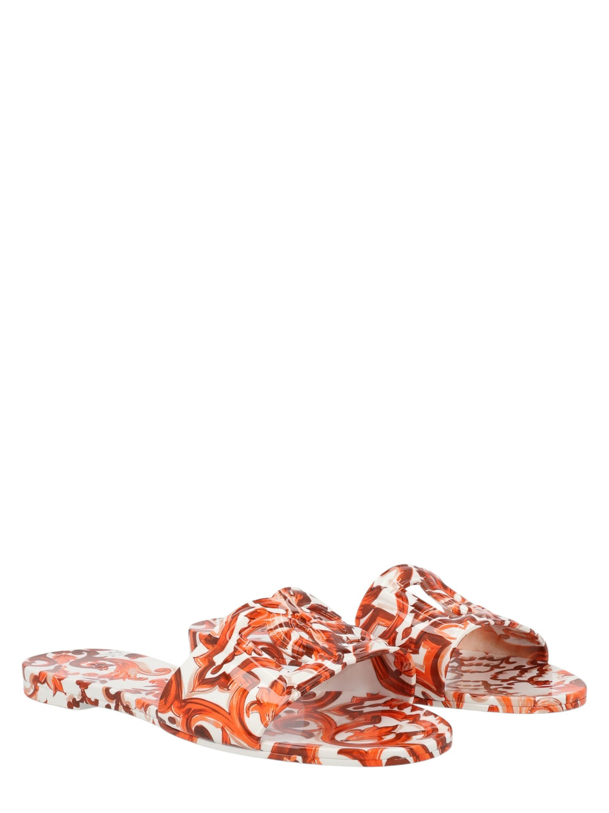 Dolce & Gabbana - Maiolica Rubber Beach Slides - White And Orange dolce-gabbana-maiolica-rubber-beach-slides-white-orange-angle-jpg