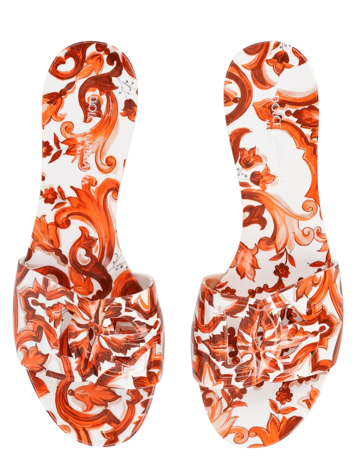 Dolce & Gabbana - Maiolica Rubber Beach Slides - White And Orange dolce-gabbana-maiolica-rubber-beach-slides-white-orange-top-jpg
