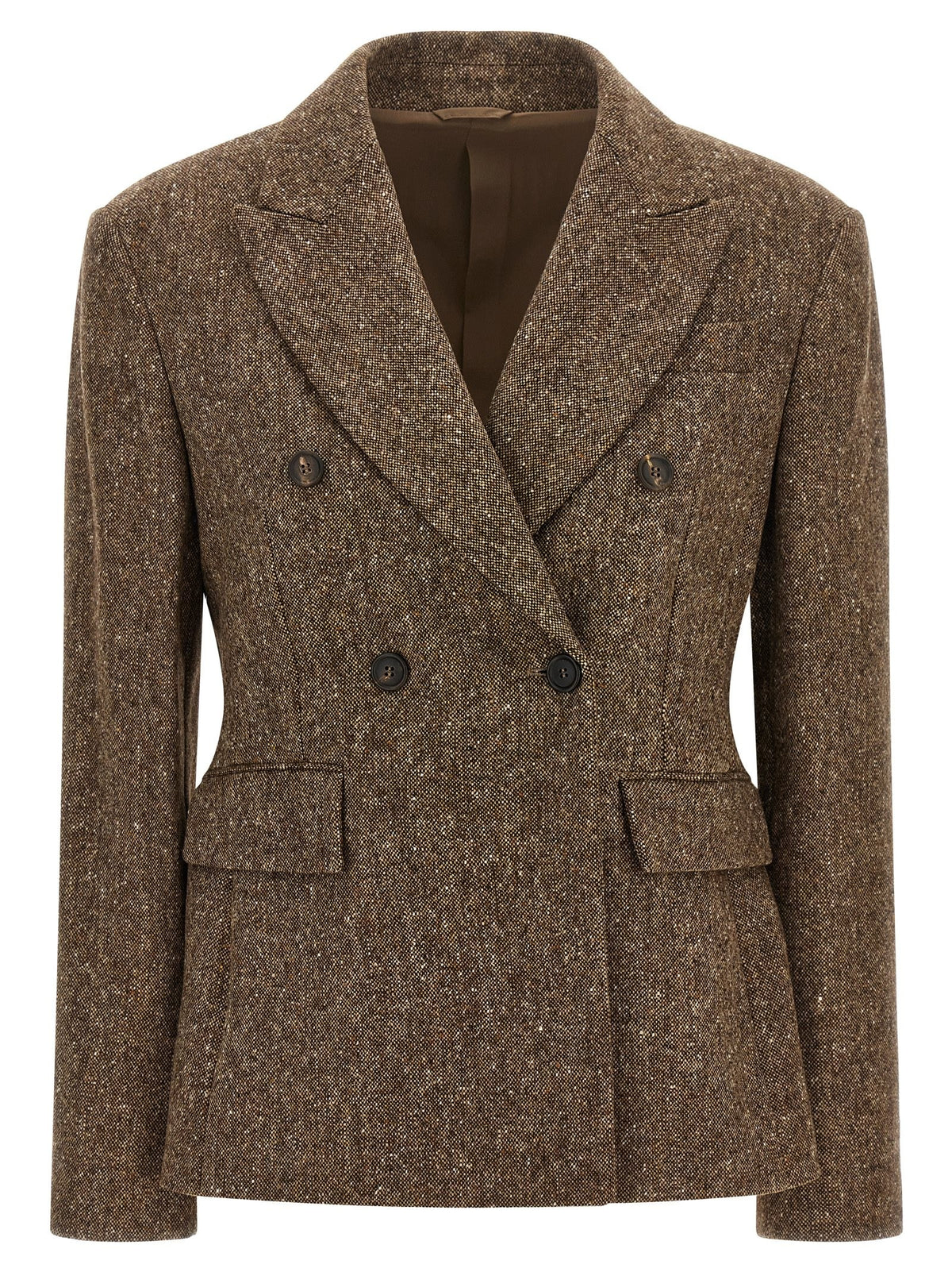 Brunello Cucinelli - Donegal wool double-breasted blazer Brown