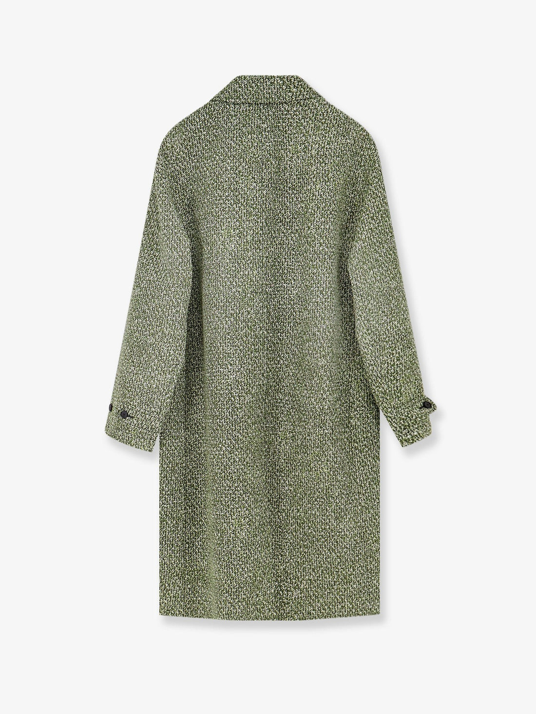 Double-breasted poplin coat with bouclé print