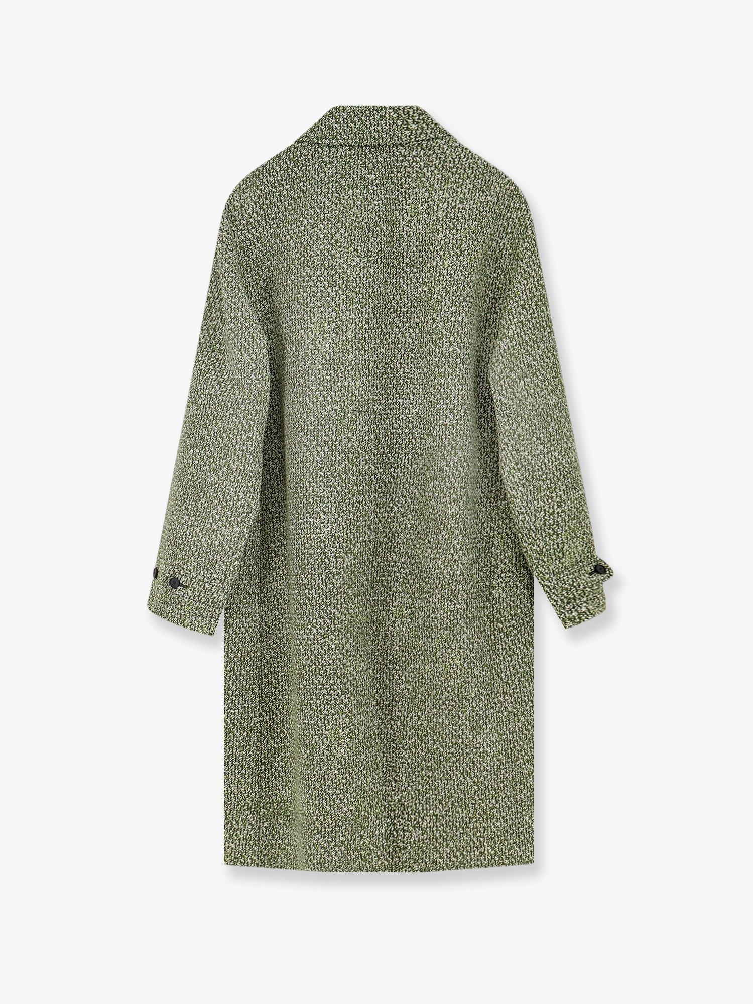 Double-breasted poplin coat with bouclé print