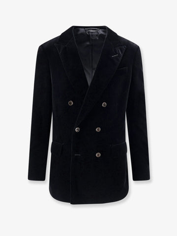 TOM FORD - Double-breasted velvet blazer Black 48