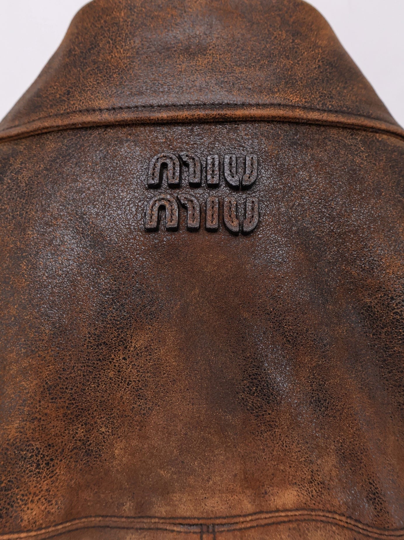 Double-breasted vintage effect suede jacket