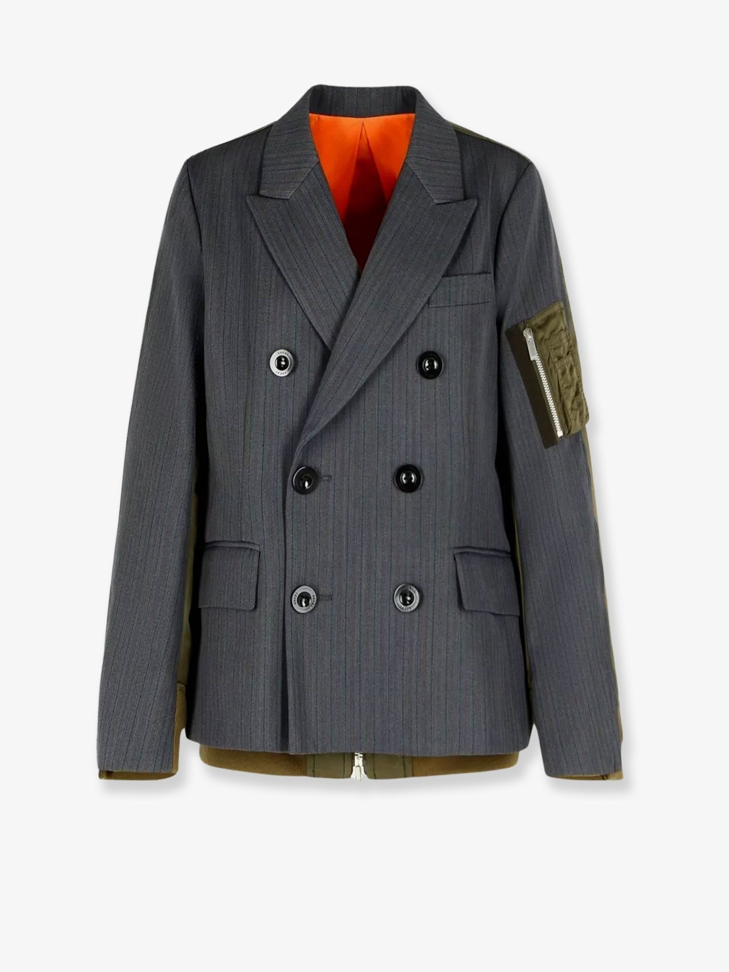 Double-breasted wool and nylon blazer
