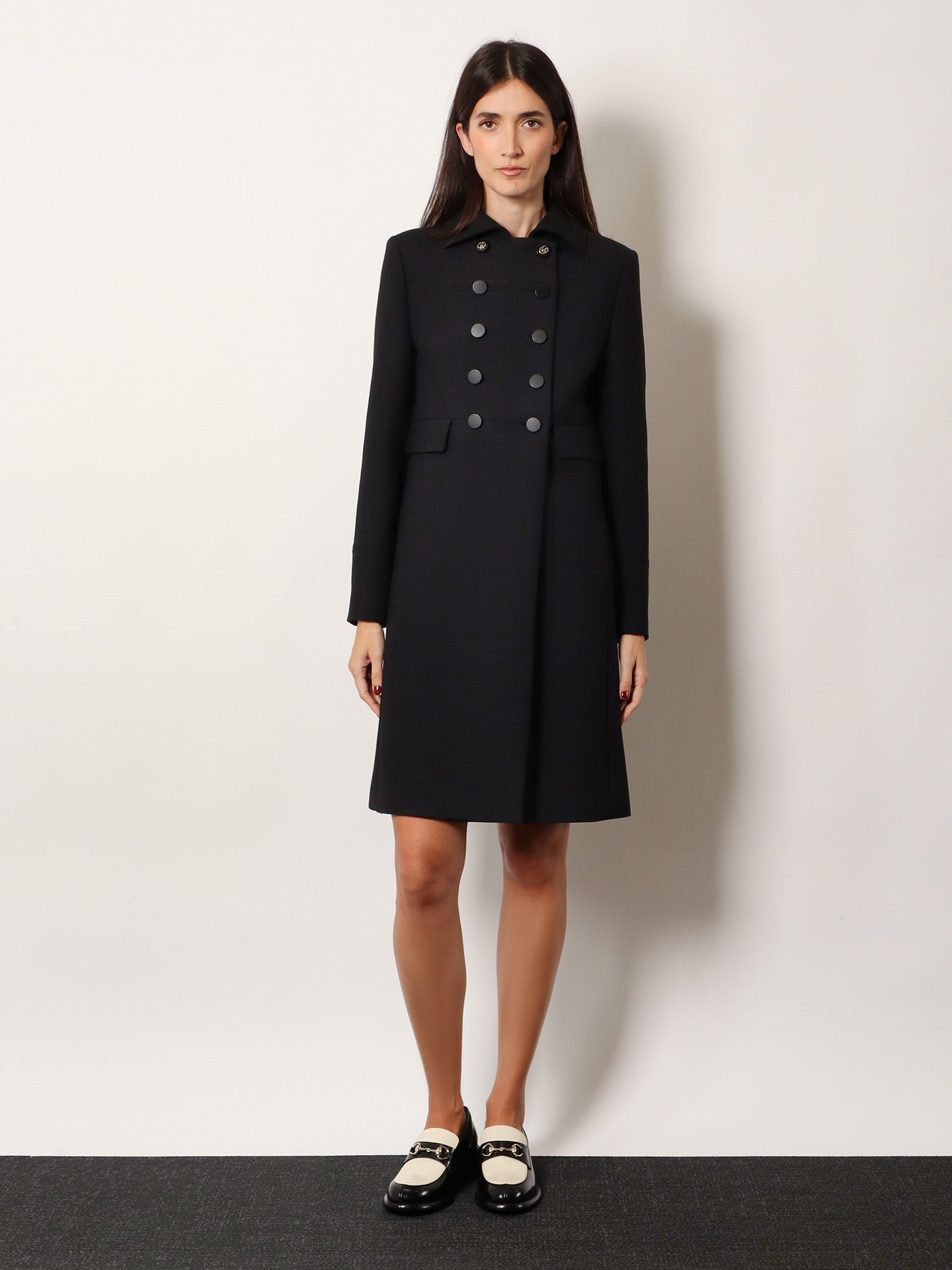 Double-breasted wool coat
