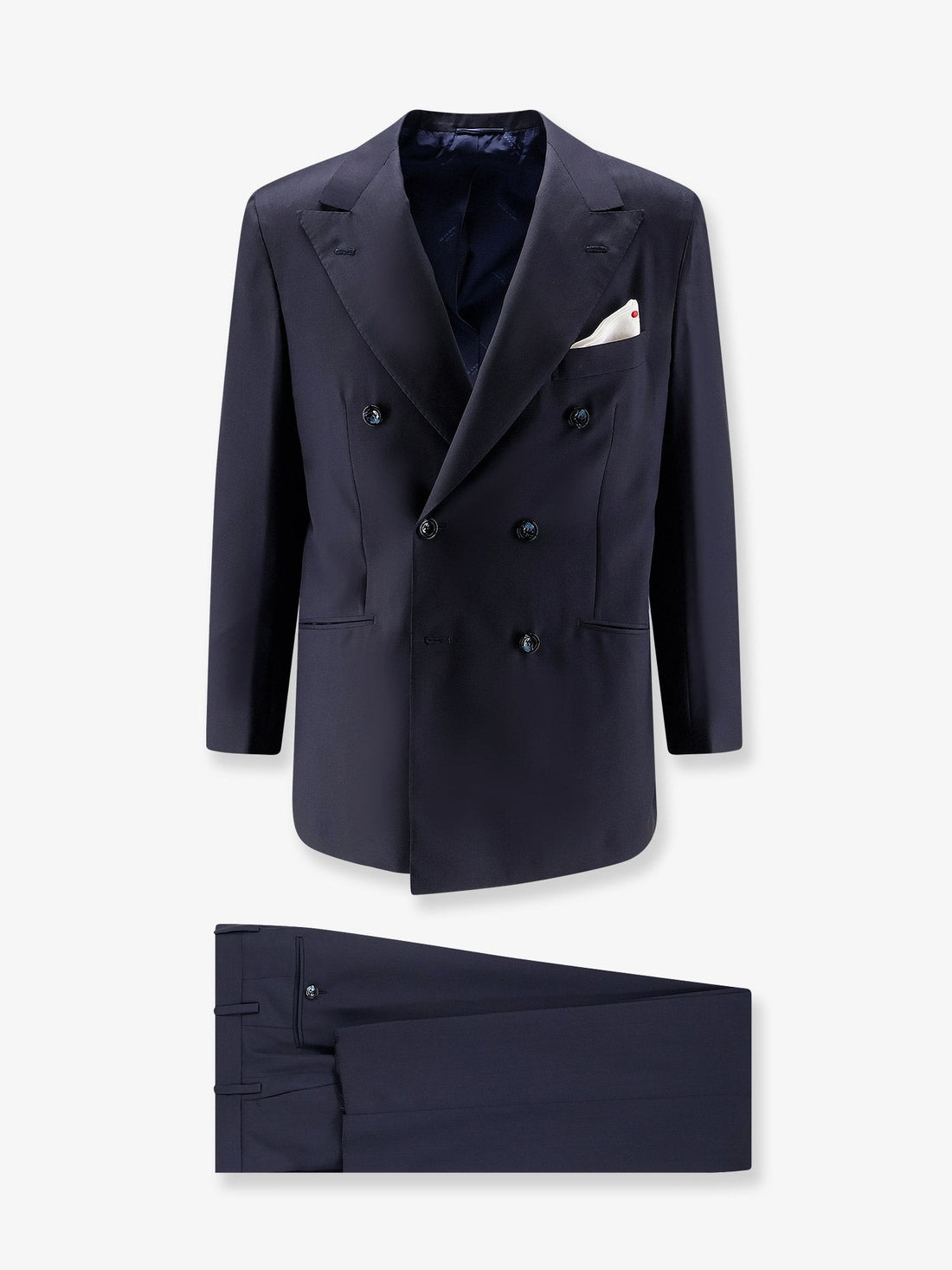 KITON CIRO PAONE - Double-breasted wool suit Nero