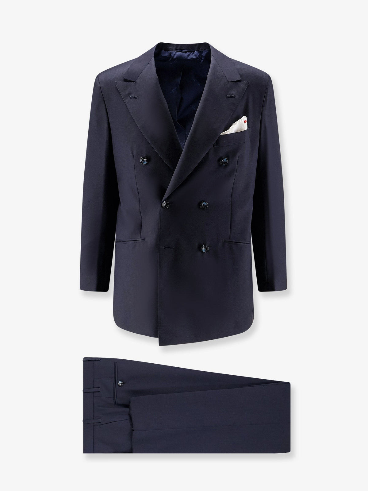 KITON CIRO PAONE - Double-breasted wool suit Nero