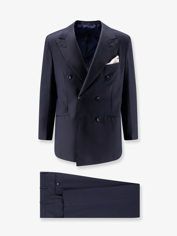KITON CIRO PAONE - Double-breasted wool suit Nero