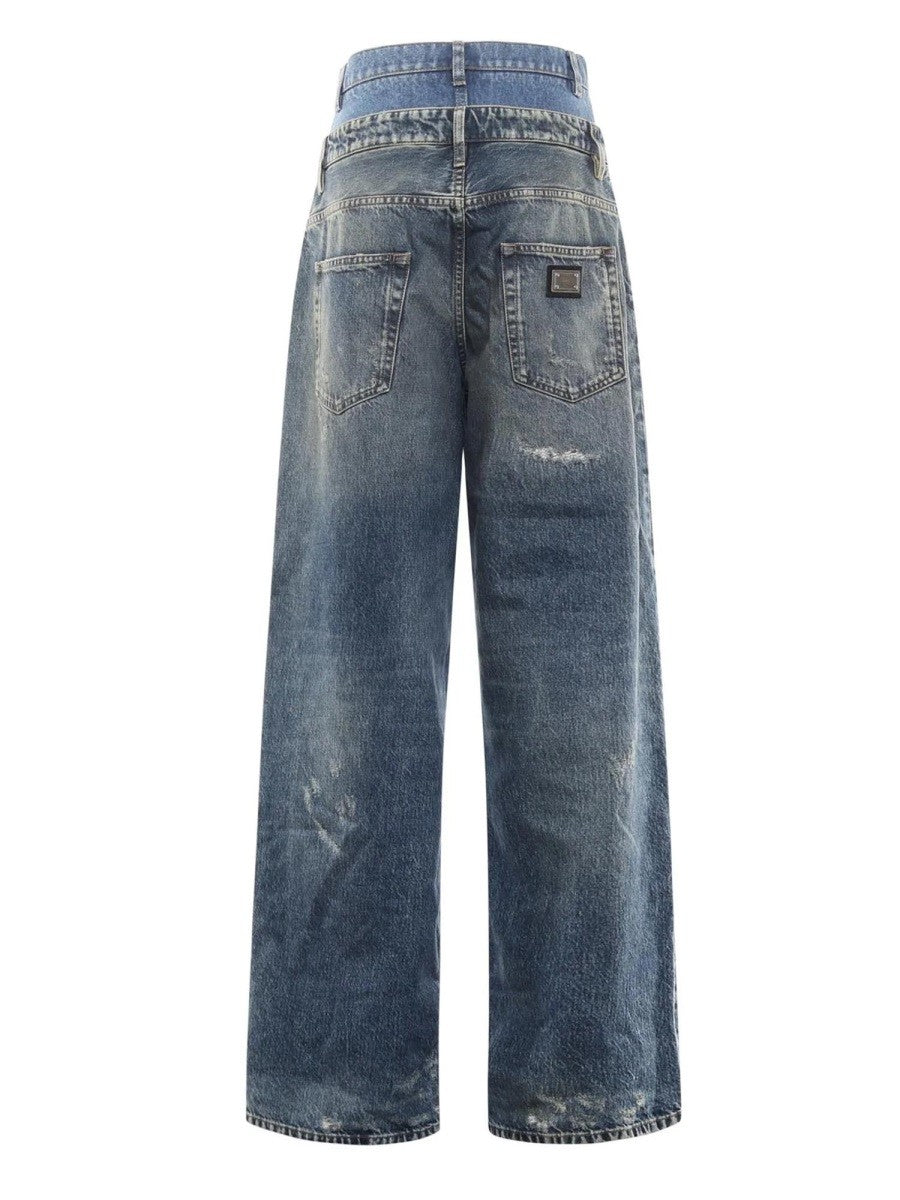 DOUBLE LAYER DENIM JEANS