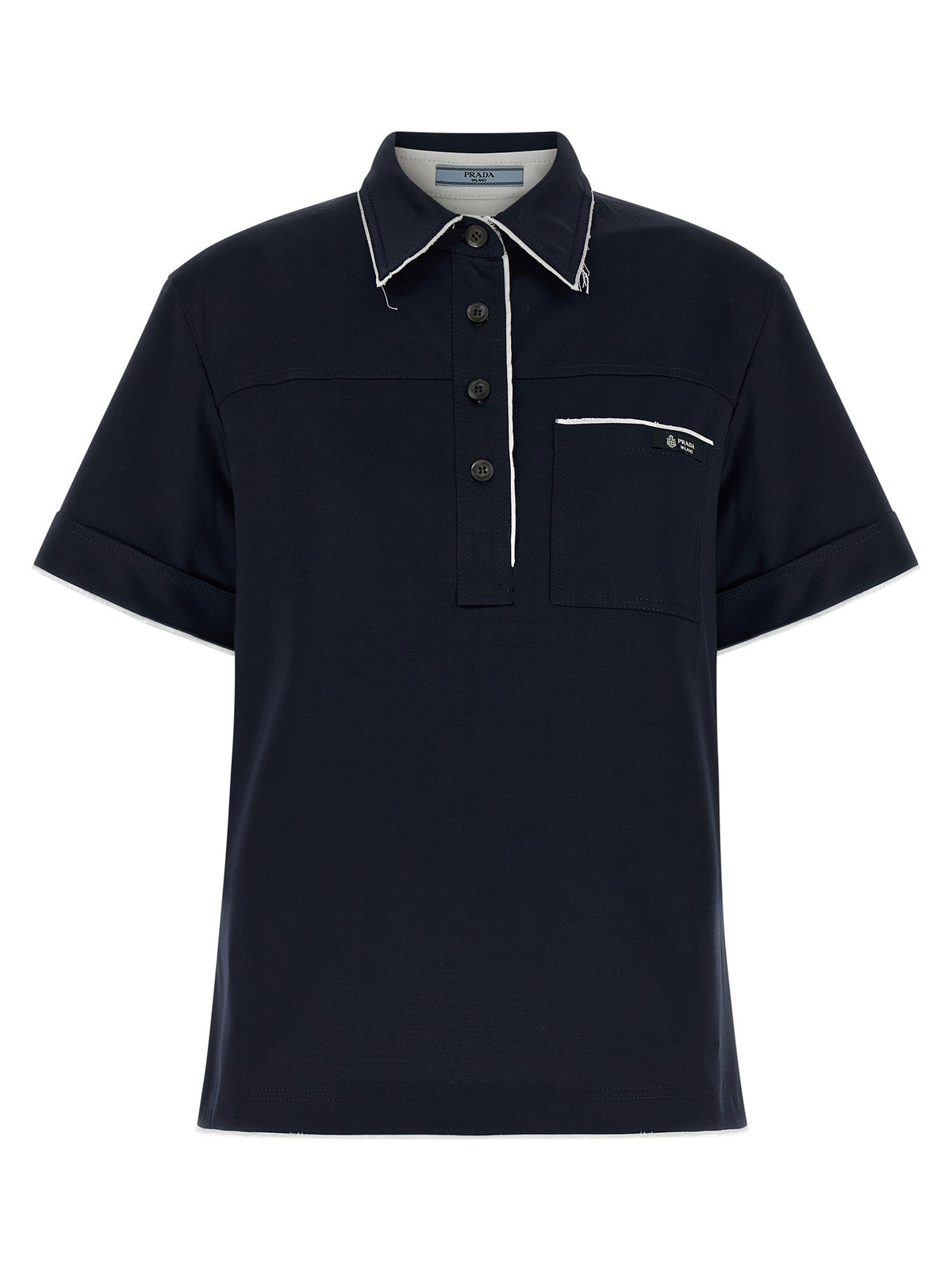 PRADA - Double-layer polo shirt Blue