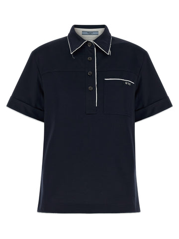 PRADA - Double-layer polo shirt Blue