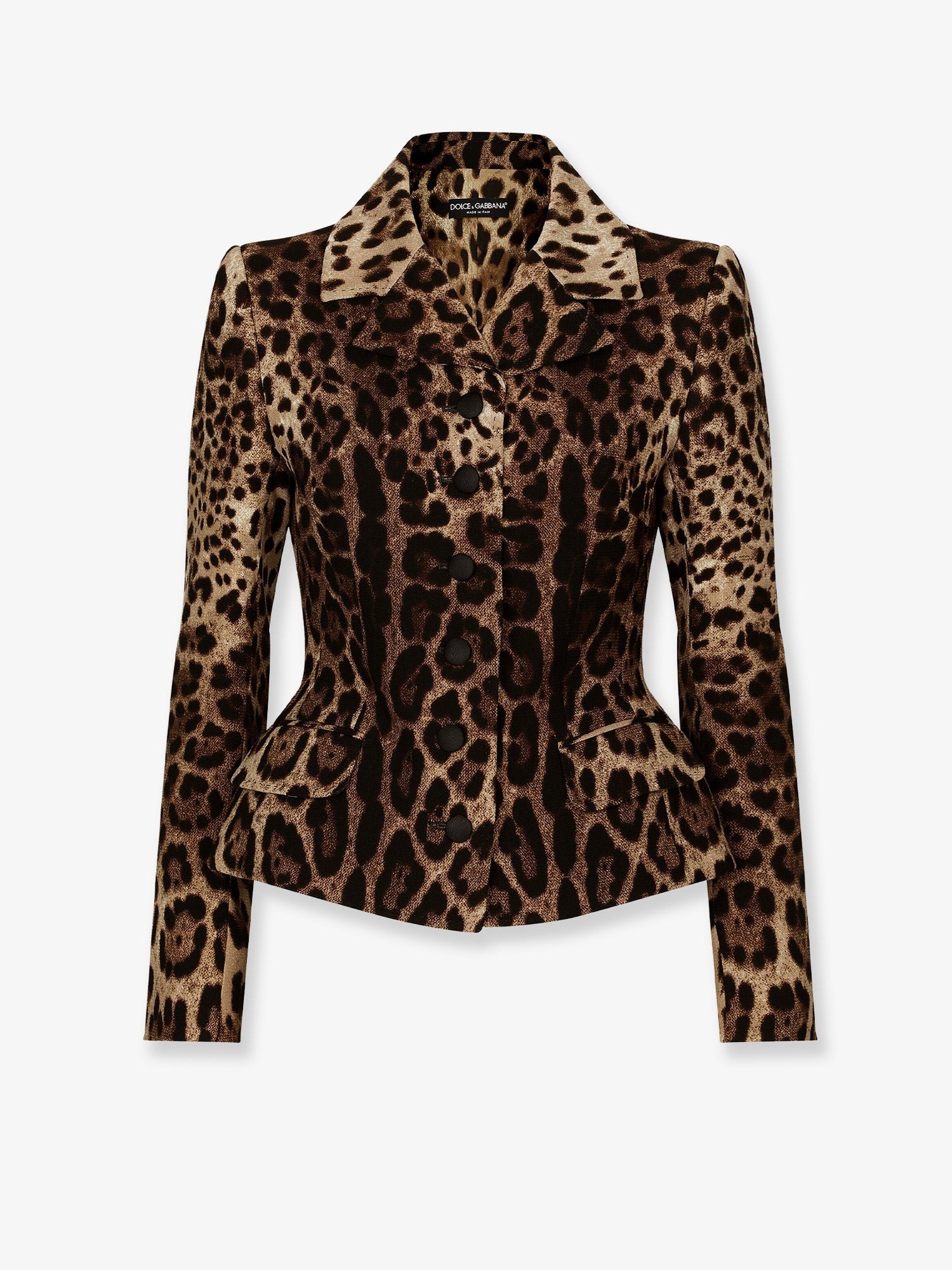 Dolce & Gabbana Double wool crêpe dress with Leopard print