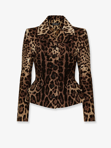 Dolce & Gabbana Double wool crêpe dress with Leopard print