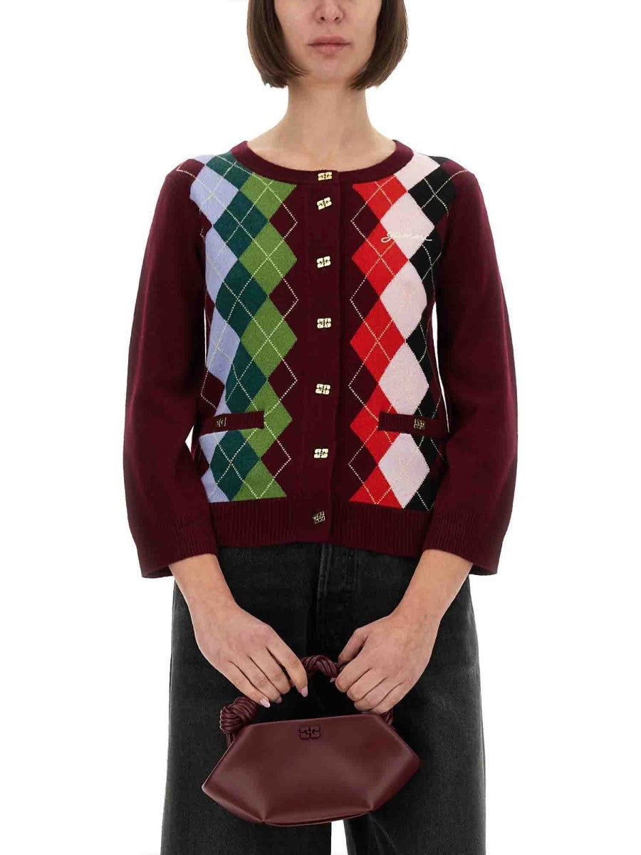 GANNI GANNI - JACQUARD CASHMERE CARDIGAN