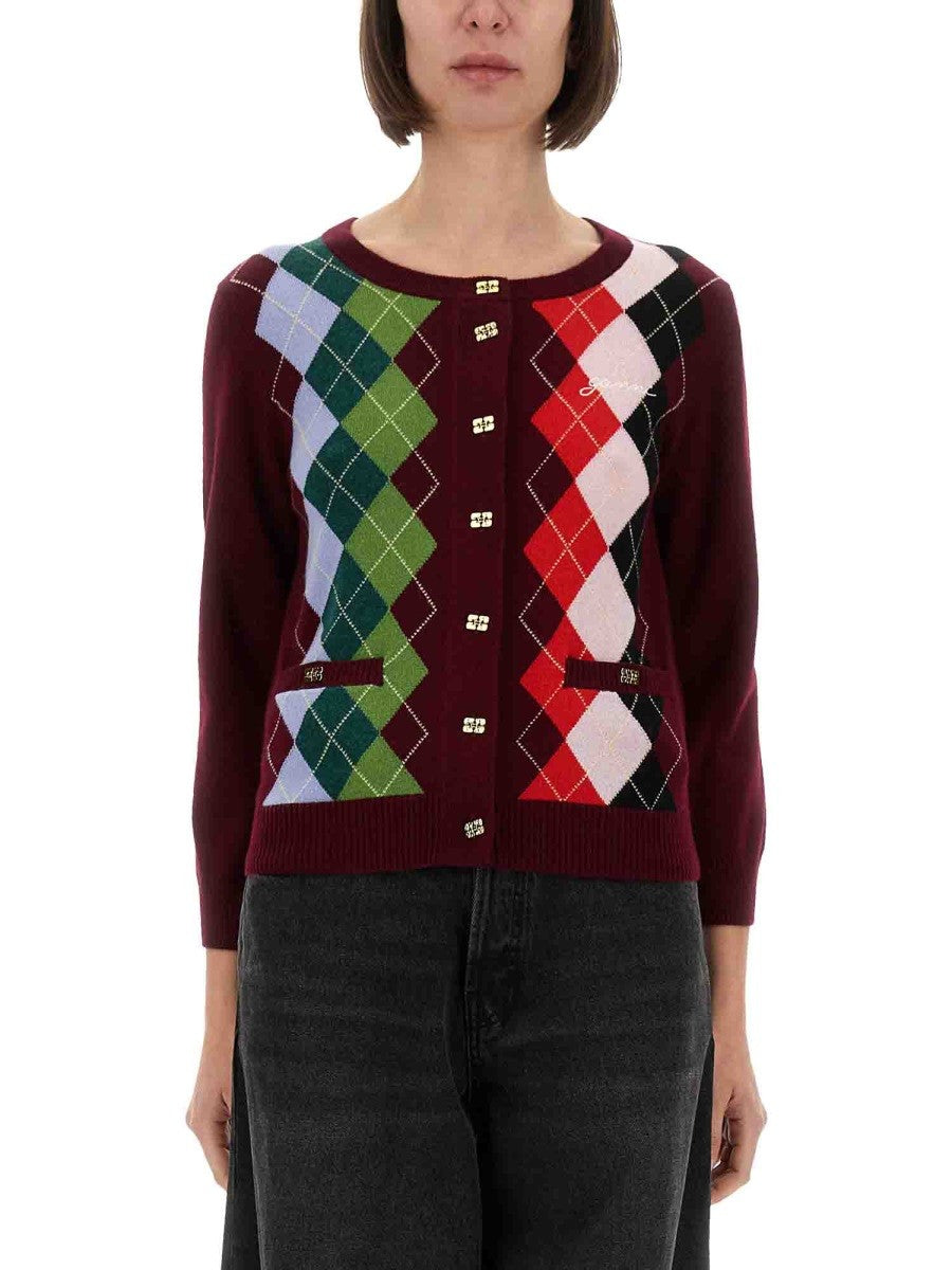 GANNI GANNI - JACQUARD CASHMERE CARDIGAN