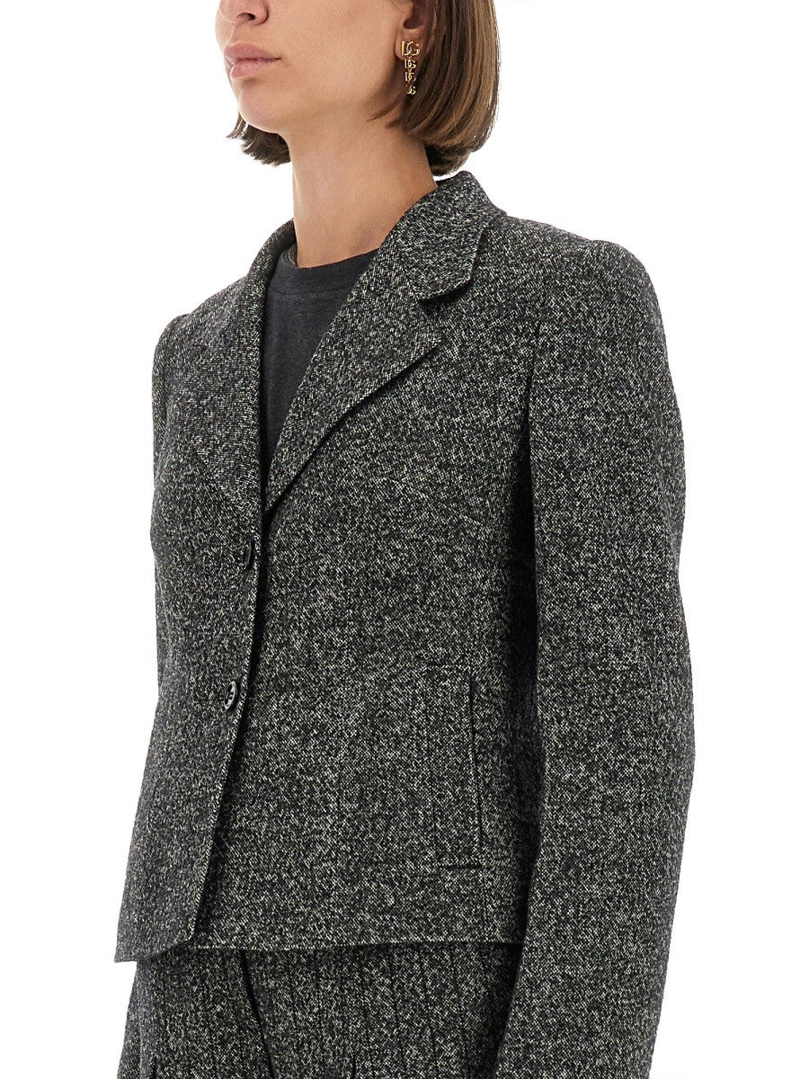 SINGLE-BREASTED JACKET IN WOOL BLEND DOT