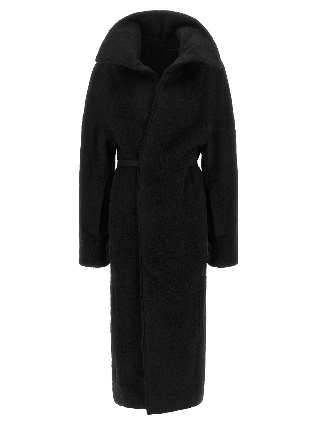 RICK OWENS - 'Dracucollar Belted' Wool Blend Coat Black 42 IT