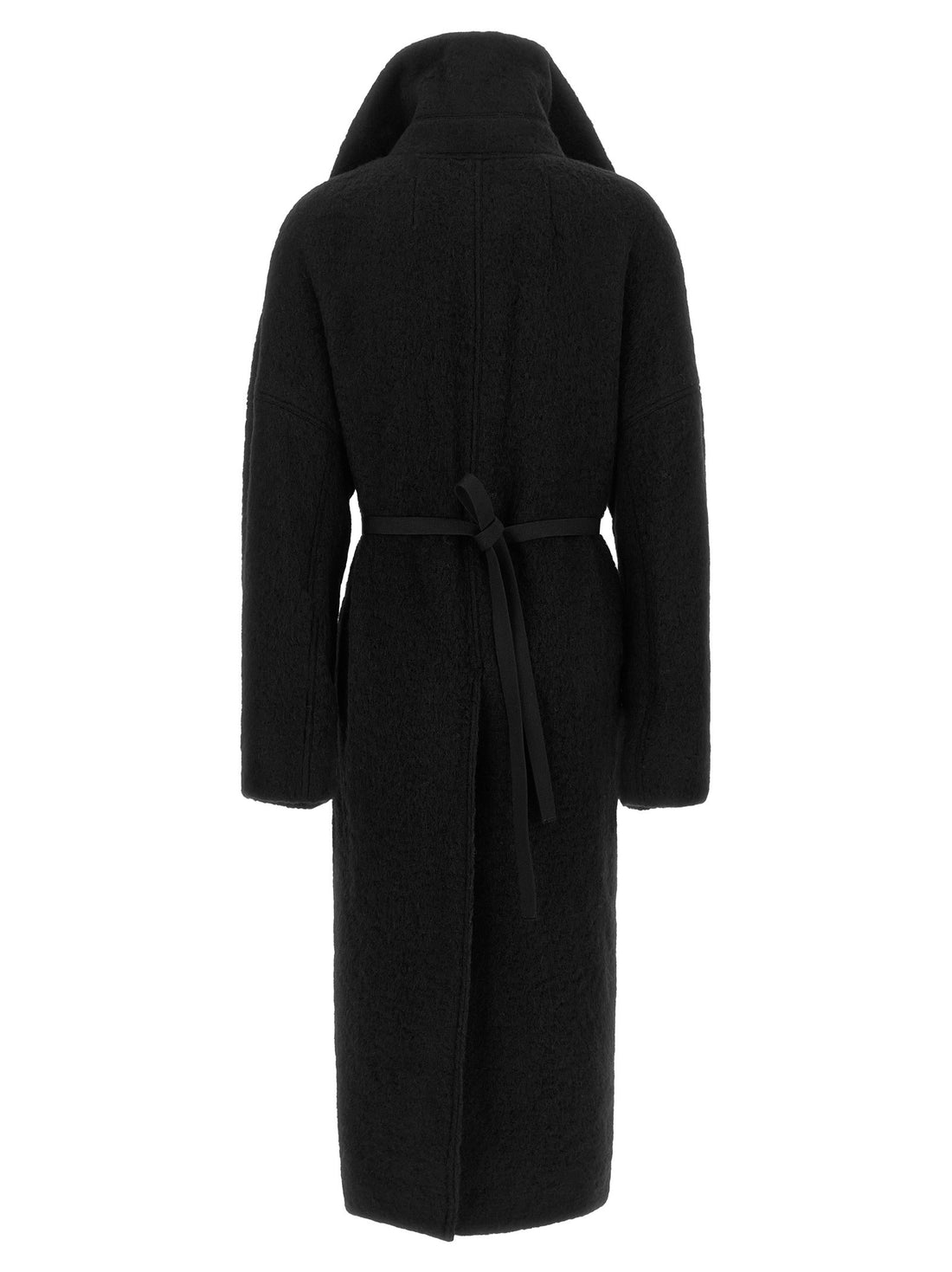 RICK OWENS - 'Dracucollar Belted' Wool Blend Coat Black 42 IT