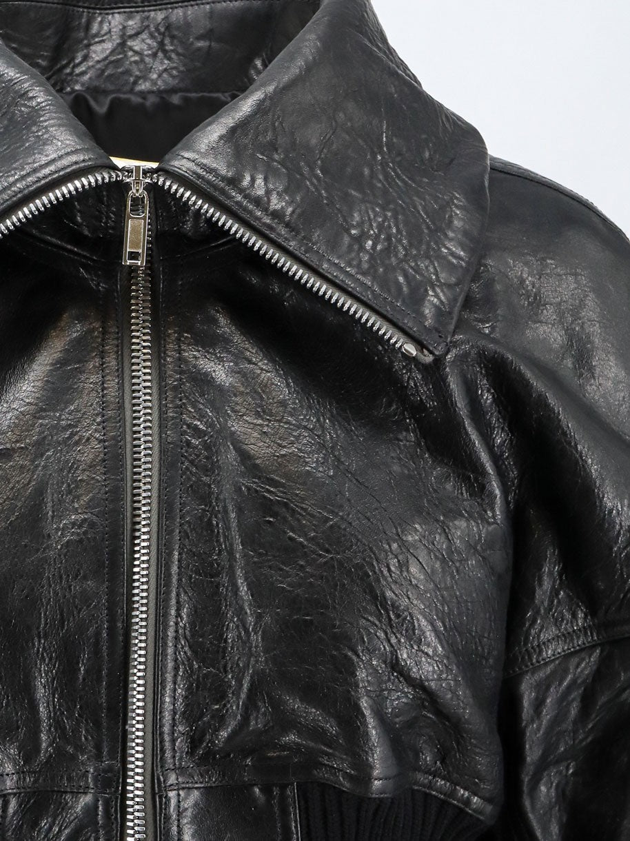 RICK OWENS - Dracuflight Cropped Leather Jacket