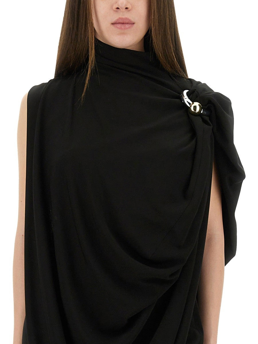 DRAPED DRESS WITH PIERCINGS