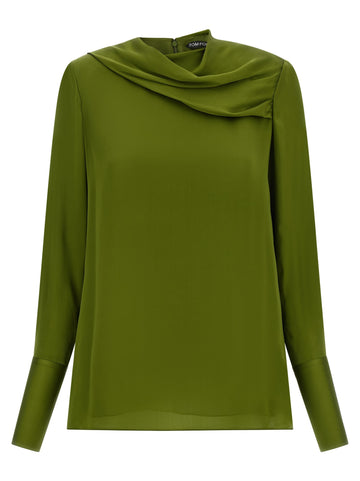 TOM FORD - Draped Neck Silk Blouse draped-neck-blouse