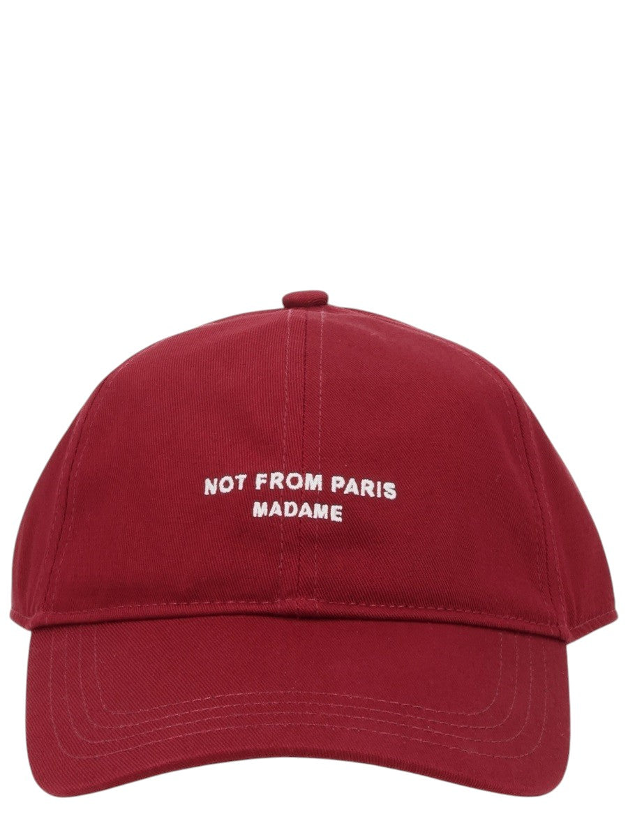DRÔLE DE MONSIEUR - Slogan Baseball Cap - Burgundy drole-de-monsieur-not-from-paris-madame-slogan-baseball-cap-burgundy-side-jpg