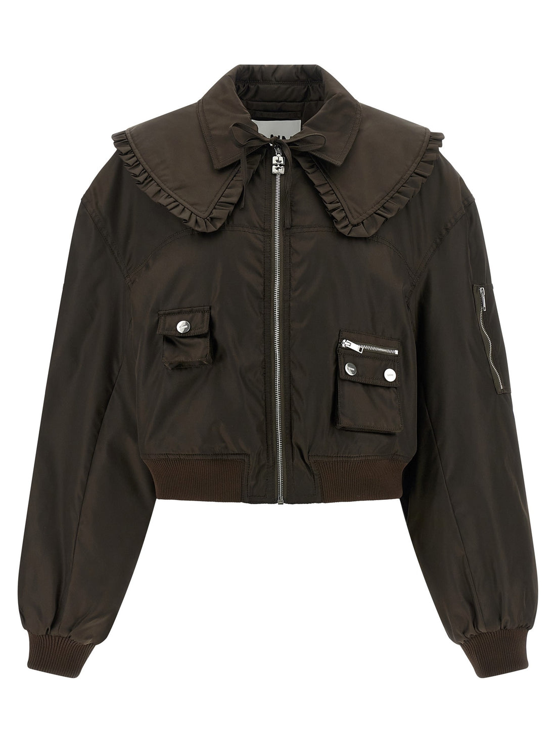 GANNI - 'Duchesse Nylon' bomber jacket Brown 36 EU