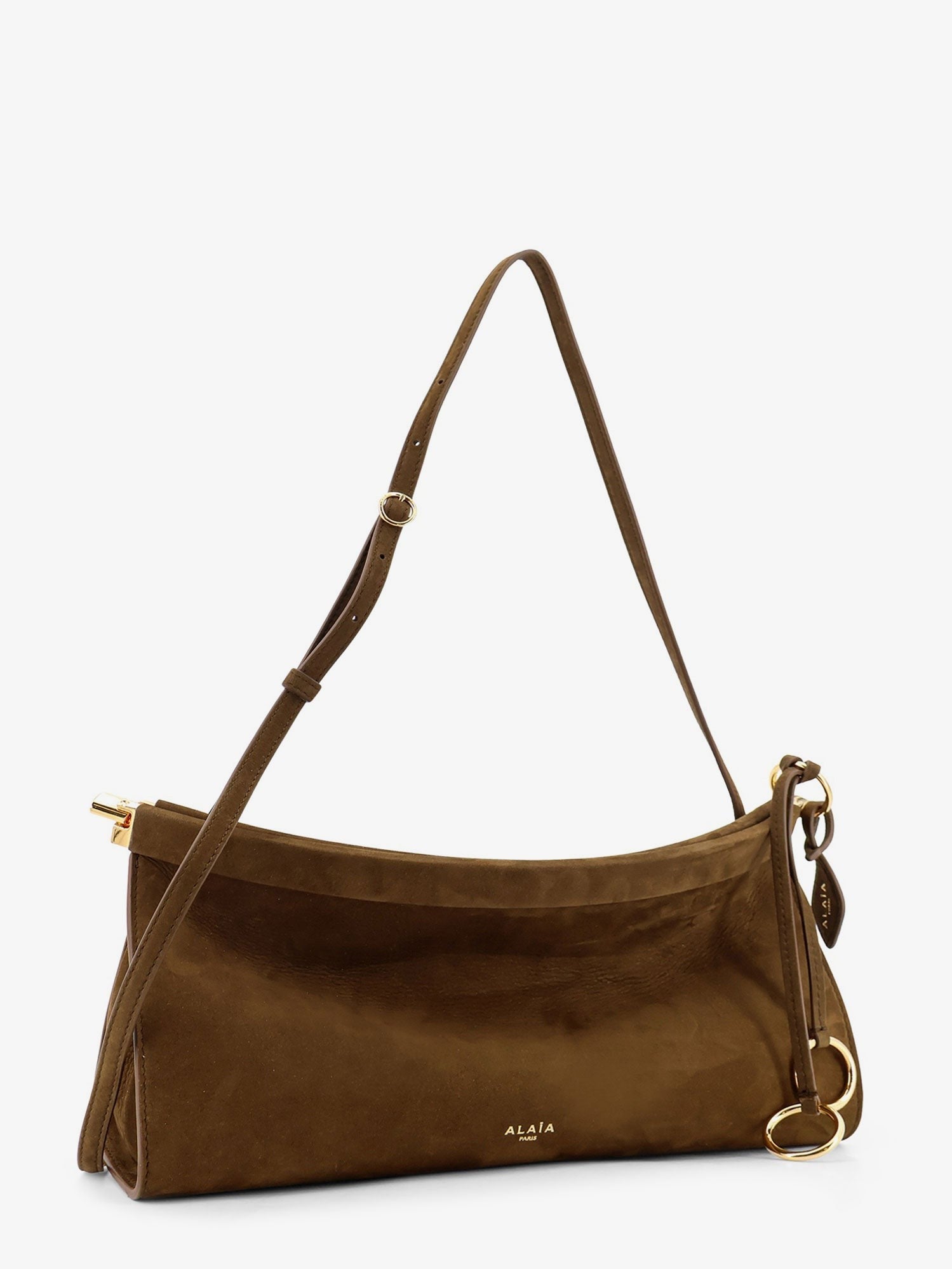 ALAIA - East West leather shoulder bag with engraved logo lettering