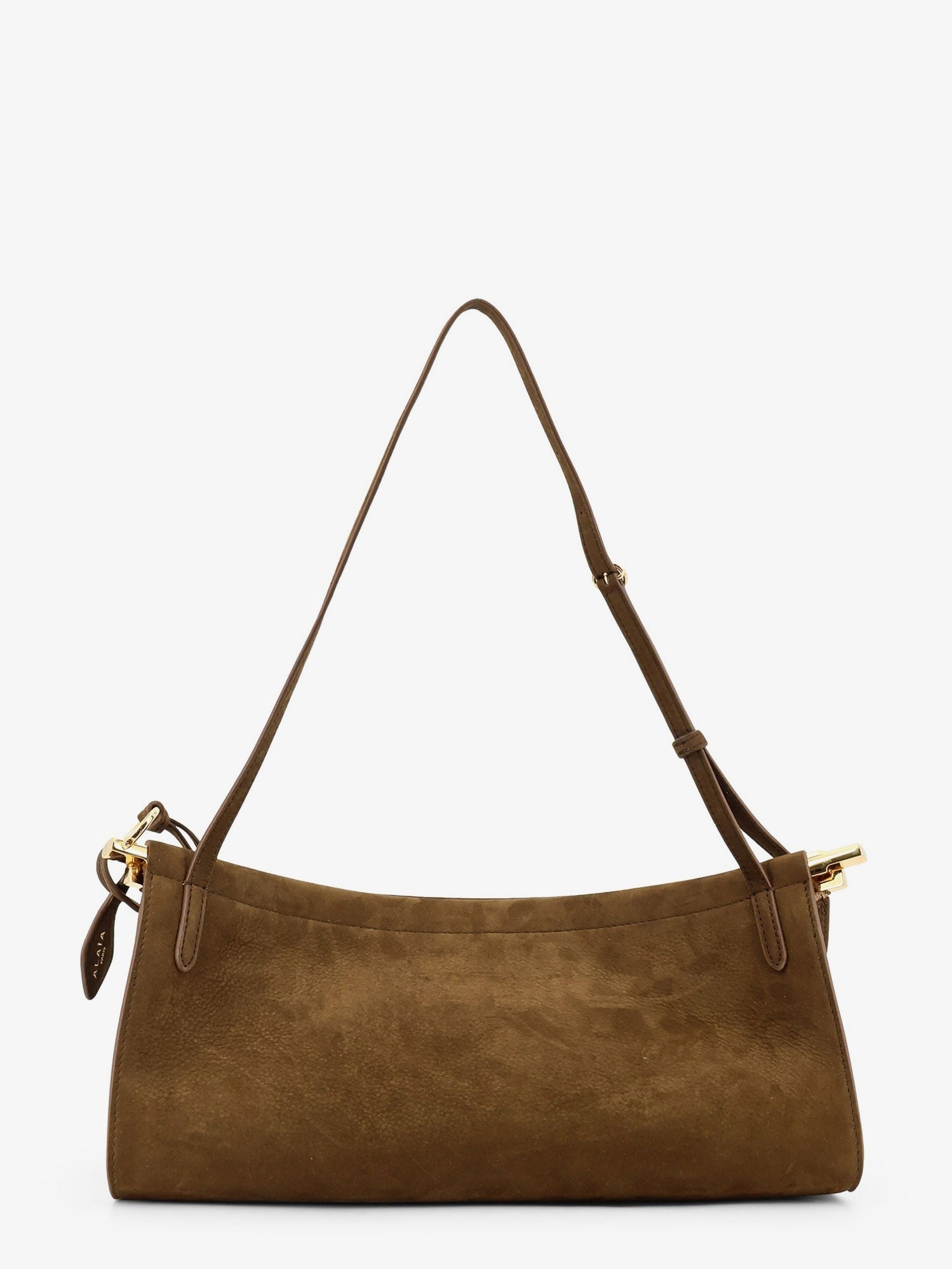 ALAIA - East West leather shoulder bag with engraved logo lettering