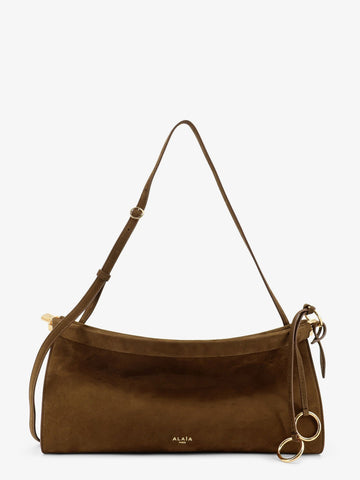 ALAIA - East West leather shoulder bag with engraved logo lettering