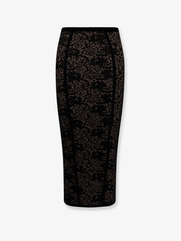 Elisabetta Franchi - Embroidered knitted skirt Nero
