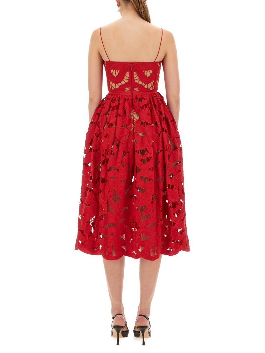 EMBROIDERED MIDI DRESS WITH BOW