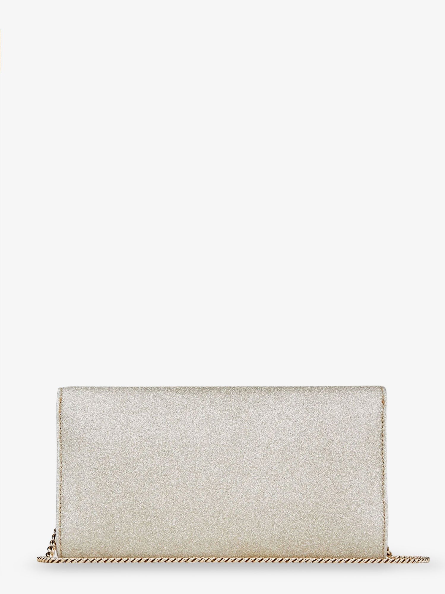 Emmie leather clutch with all-over glitter