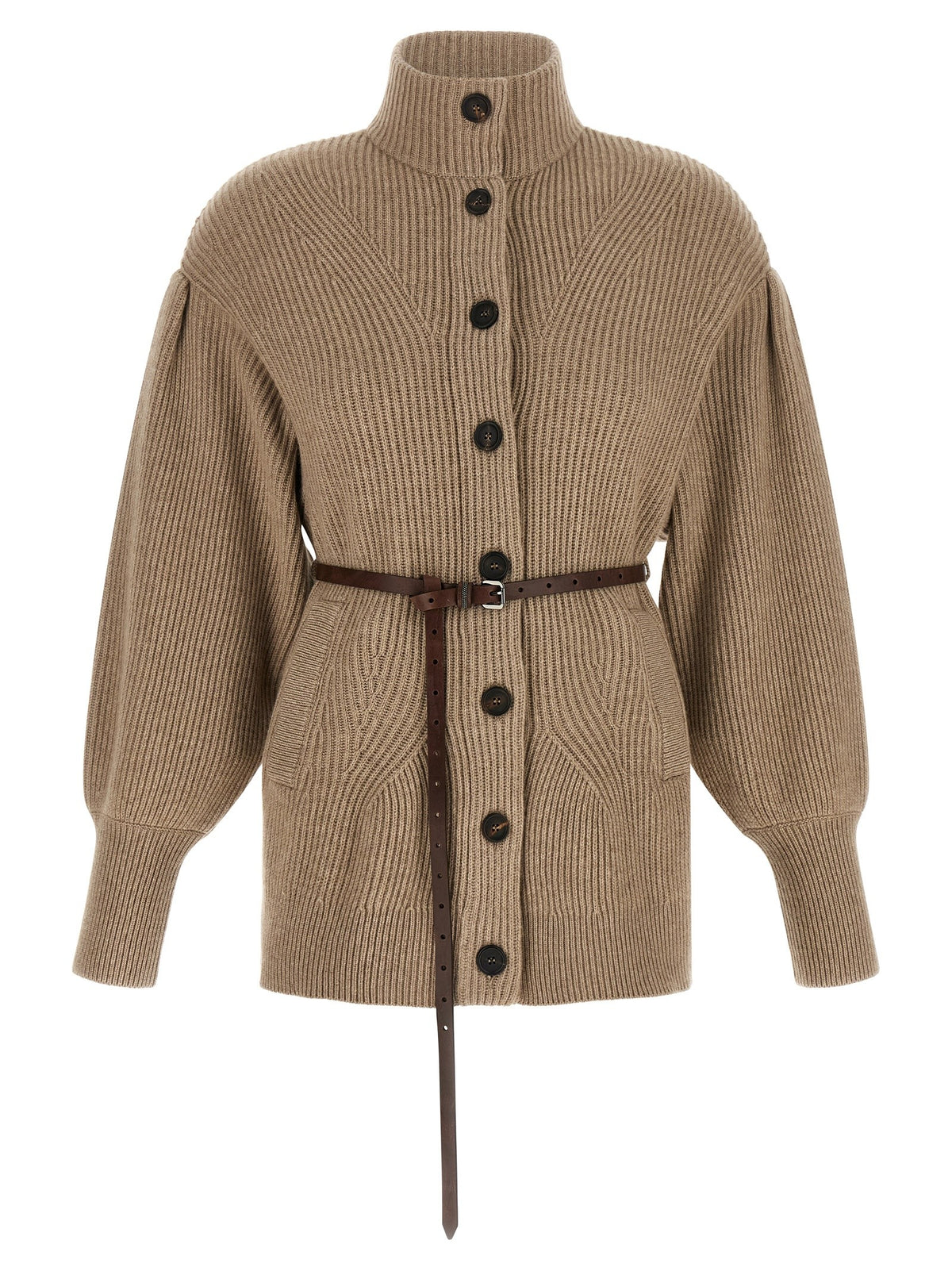 Brunello Cucinelli - English Half-ribbed Wool Cardigan beige