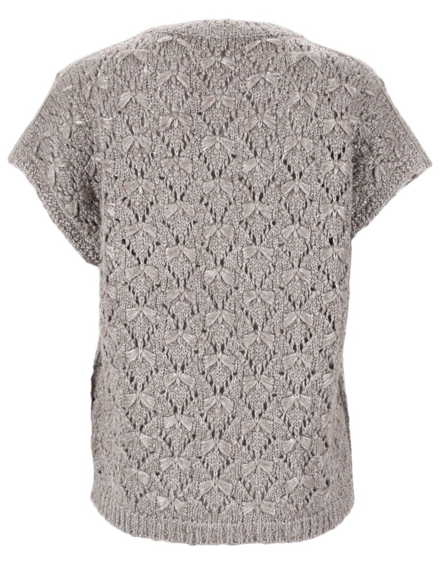 Fabiana Filippi - Cotton Ribbon Knit Top - Beige fabiana-filippi-cotton-ribbon-knit-top-beige-back-jpg