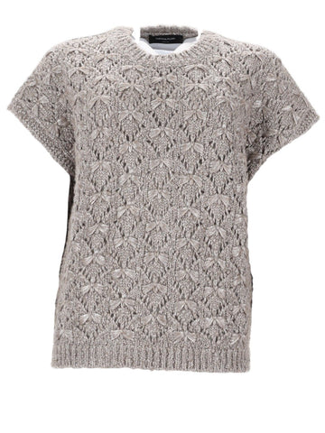 Fabiana Filippi - Cotton Ribbon Knit Top - Beige fabiana-filippi-cotton-ribbon-knit-top-beige-front-jpg