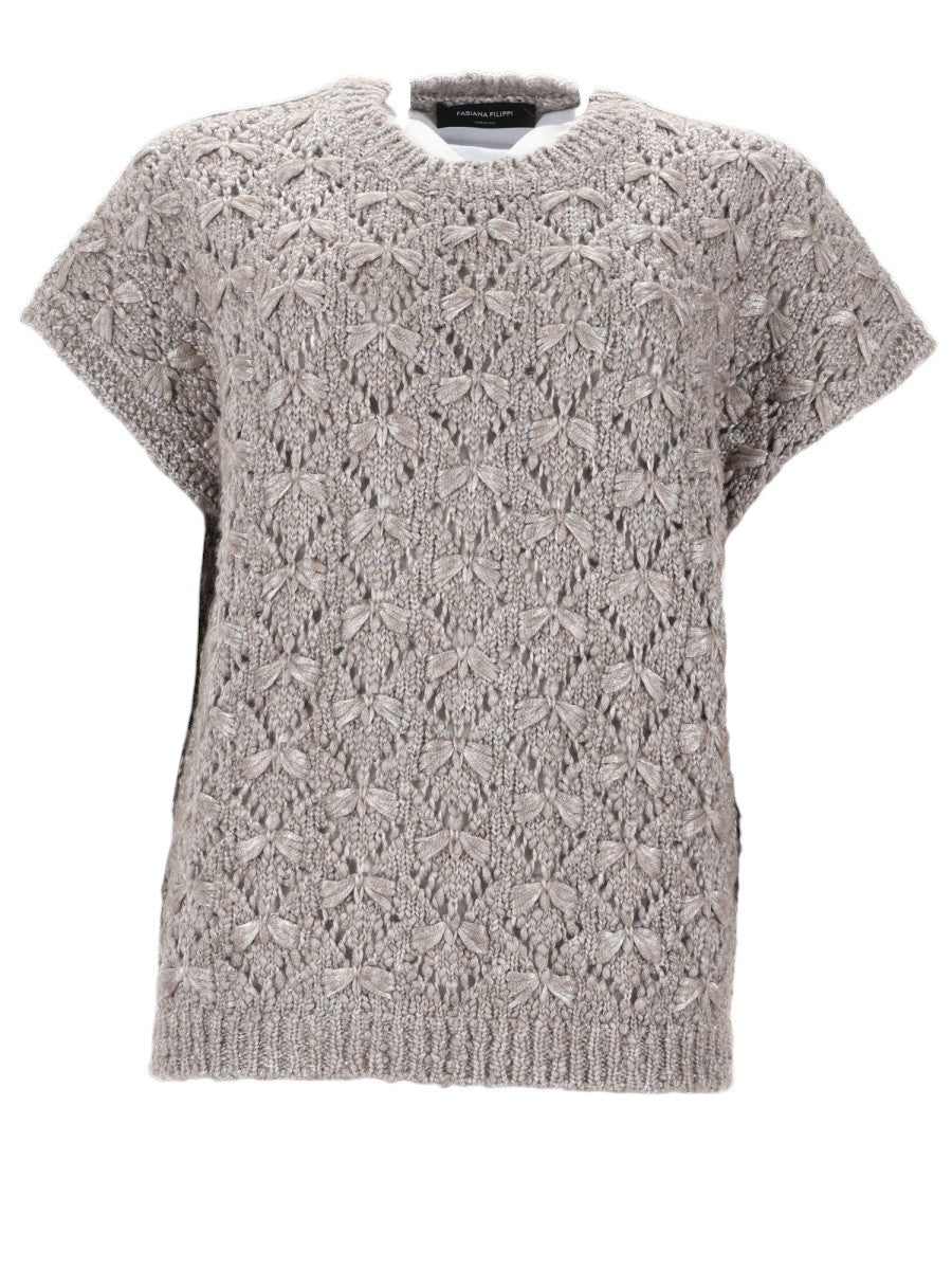 Fabiana Filippi - Cotton Ribbon Knit Top - Beige fabiana-filippi-cotton-ribbon-knit-top-beige-front-jpg