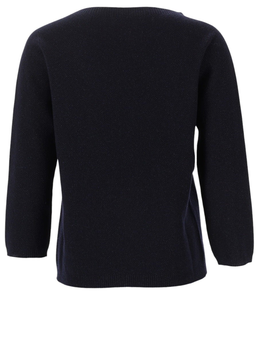 Fabiana Filippi - Platinum Lurex Knit Sweater - Navy Blue fabiana-filippi-platinum-lurex-knit-sweater-navy-blue-front-jpg