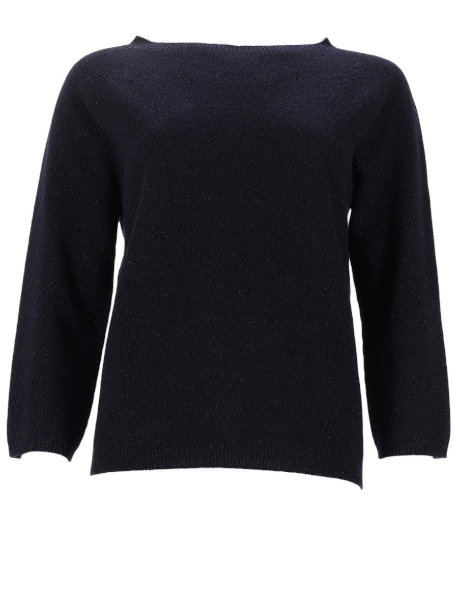 Fabiana Filippi - Platinum Lurex Knit Sweater - Navy Blue fabiana-filippi-platinum-lurex-knit-sweater-navy-blue-front-jpg
