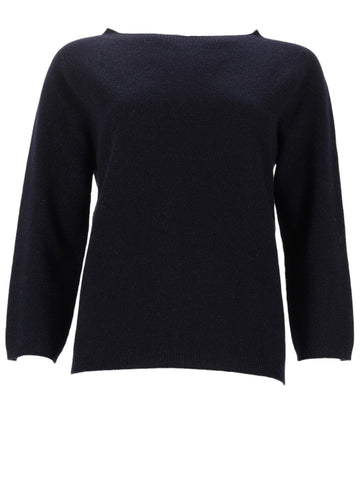 Fabiana Filippi - Platinum Lurex Knit Sweater - Navy Blue fabiana-filippi-platinum-lurex-knit-sweater-navy-blue-front-jpg