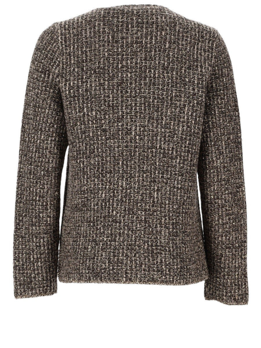 Fabiana Filippi - Tweed Zip-Up Jacket - Brown fabiana-filippi-tweed-zip-up-jacket-brown-back-jpg
