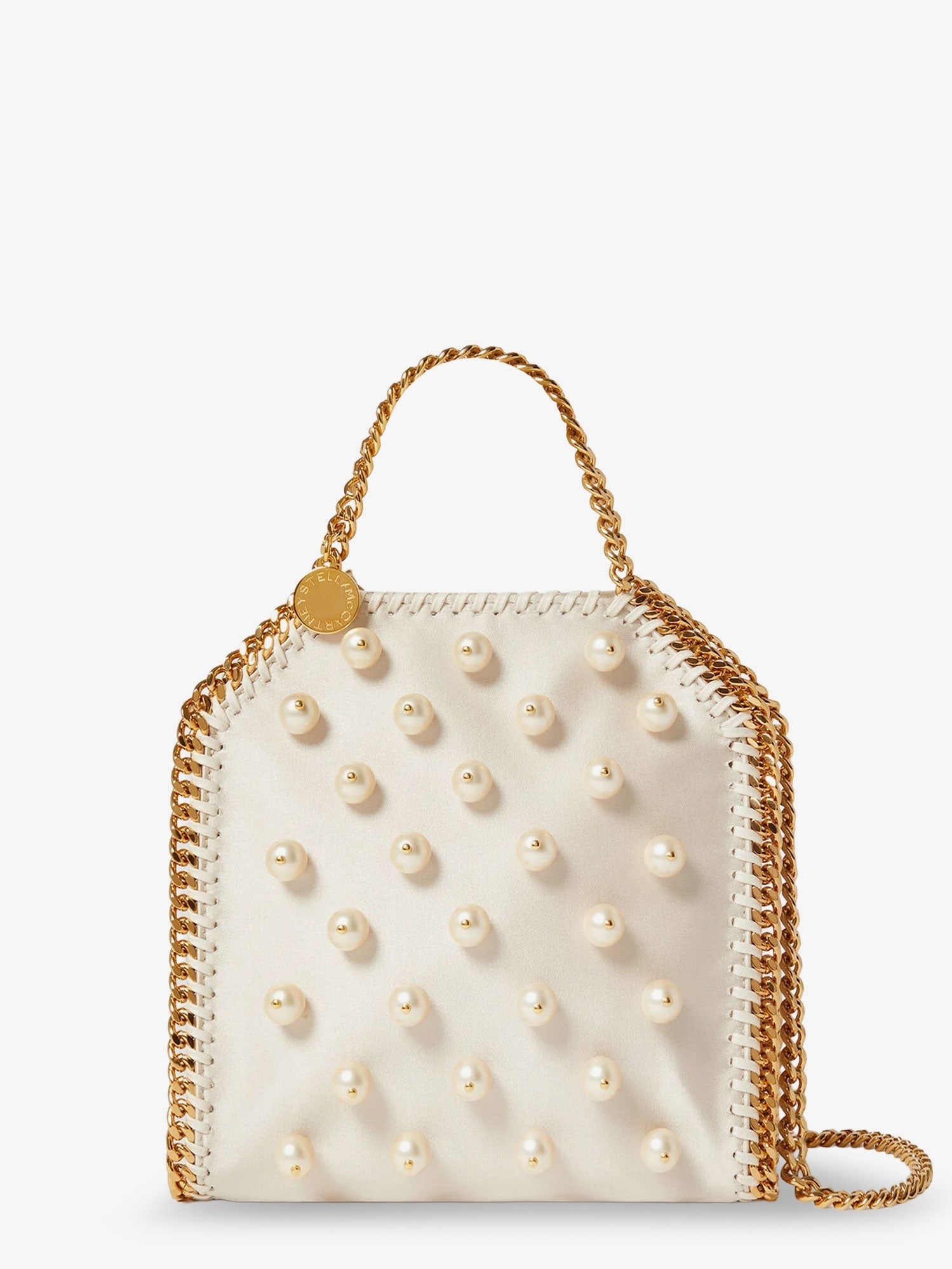 stella mccartney Falabella satin crossbody bag with vegan pearl detail