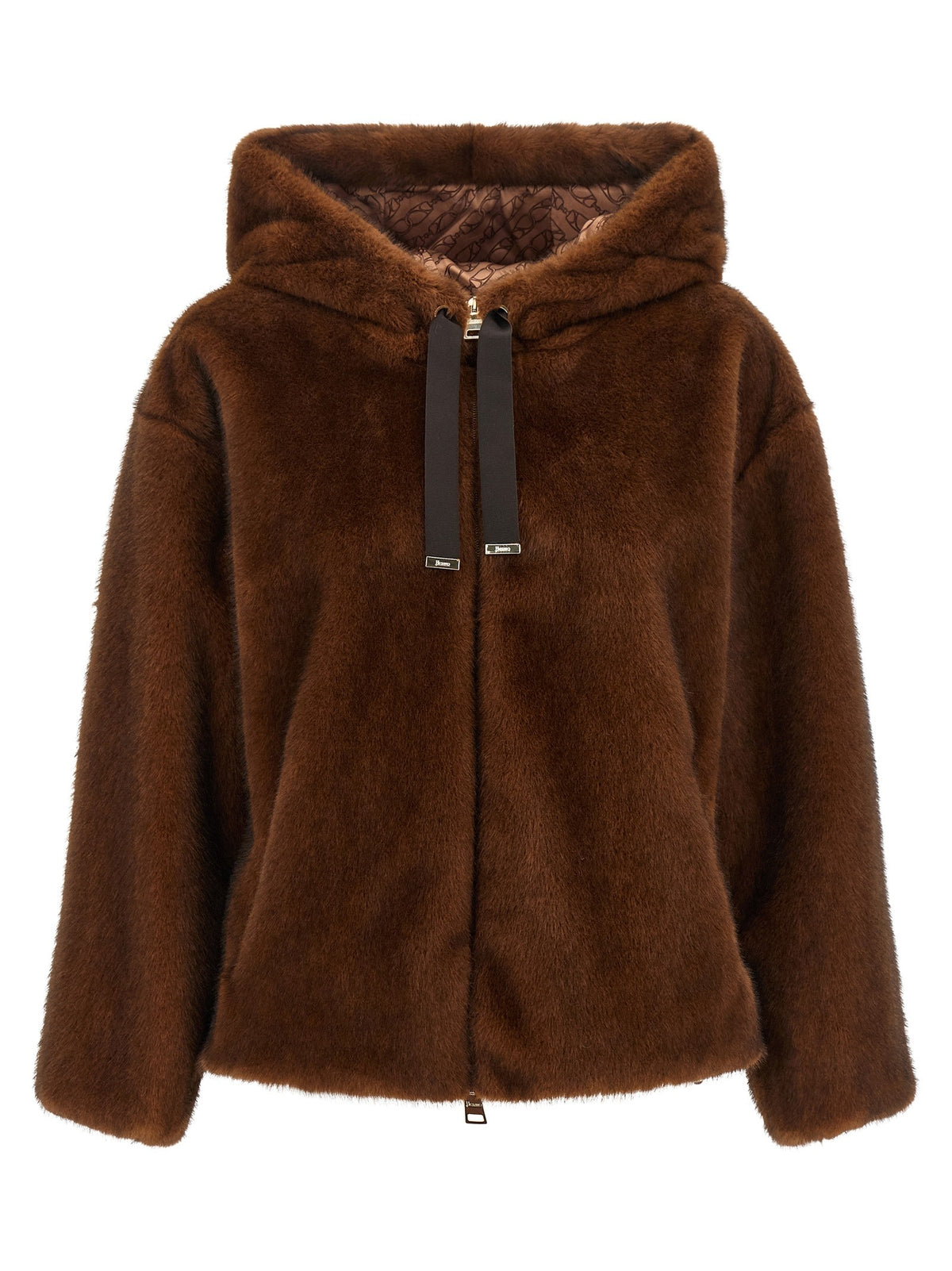 Herno - Faux fur bomber jacket Brown