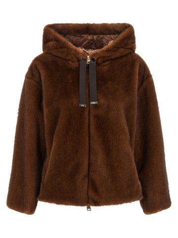 Herno - Faux fur bomber jacket Brown