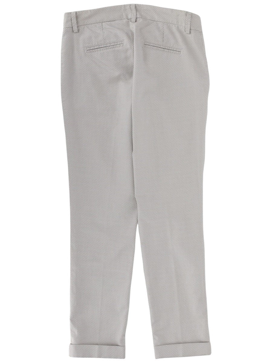 Fay grey textured tailored trousers with button closure, belt loops, side pockets, front pleats and cropped cuffed hems.