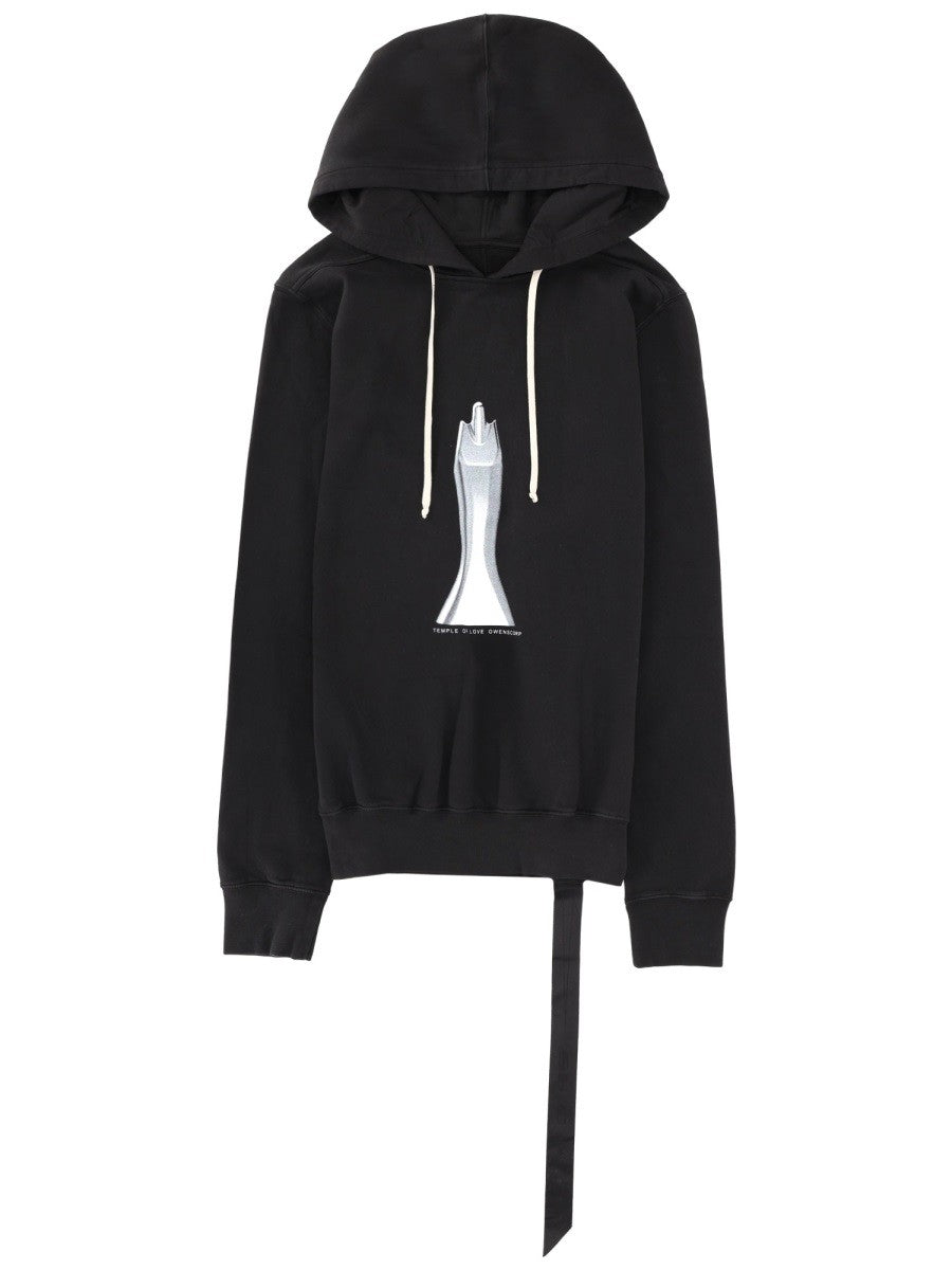 RICK OWENS DRKSHDW RICK OWENS DRKSHDW - FELPA CON CAPPUCCIO OVERSIZE