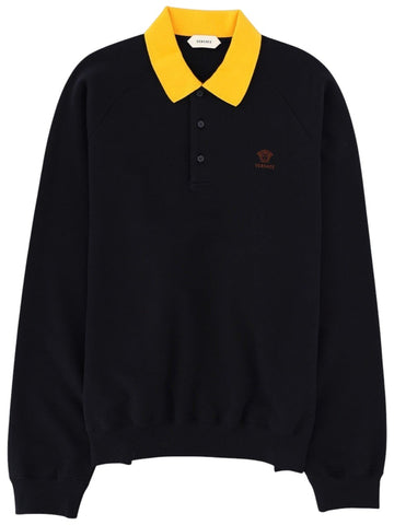 Versace - FELPA CON COLLETTO POLO E LOGO felpa-con-colletto-polo-e-logo_c2691492-281d-4d02-810d-f2d4c8045dbe